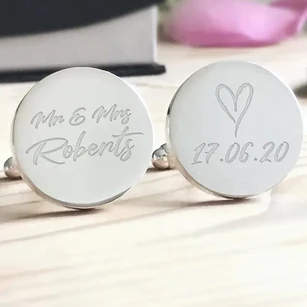 Custom Engraved Bride to Groom Cufflinks