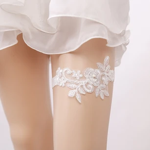 White Sexy Lace Applique Handmade Elastic Garter Within 16-23inch