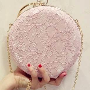 Round Laced Crystal Clutch