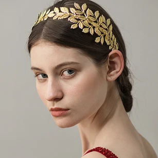 Golden Handmade Floral Bridal Headband