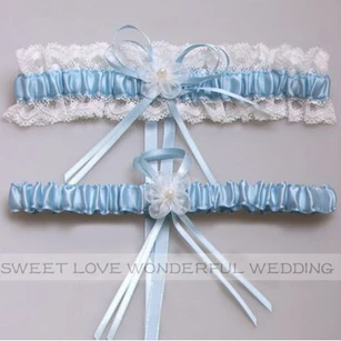 Western Style Flowers Lace Bow Elastic Lace Bridal Garter Within 16-23inch