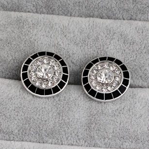 Round Alloy Cufflinks with Rhinestones