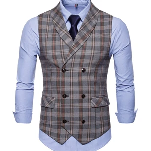 Cotton Plaid Men's Vest-2 Color Options