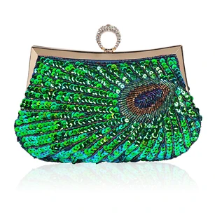 Sequin Peacock Clutch