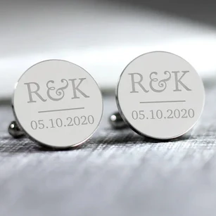 Mr & Mrs Groom Round Cufflinks