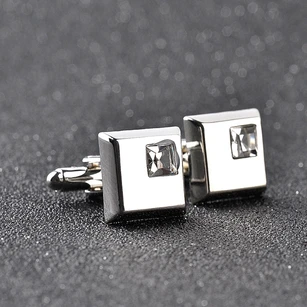 Classic Alloy Cufflinks with Rhinestone-2 Color Options