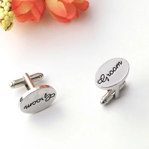 Alloy Lettering Groom Cufflinks