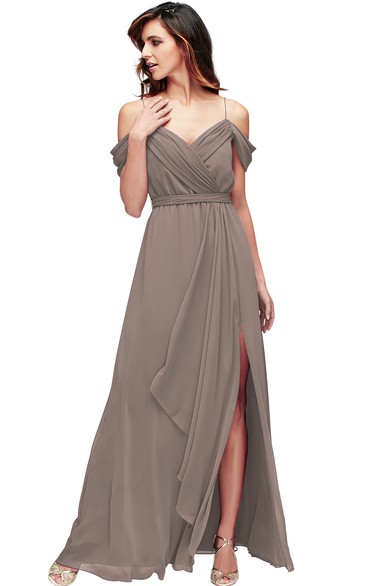 Floor-Length Draped Sleeveless Spaghetti Chiffon Muti-Color Convertible Bridesmaid Dress