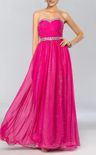 Glamorous Sweetheart Beading A-Line Long Prom Dress