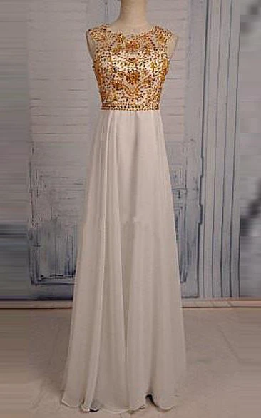 Floor-length Beading Keyhole Chiffon Dress