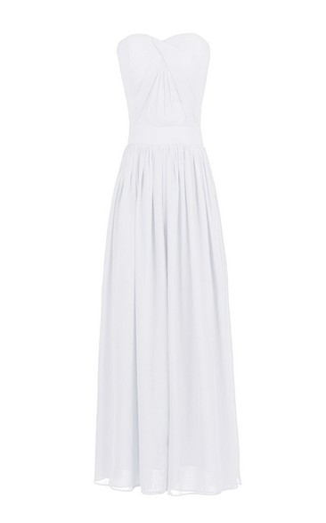 Sweetheart Asymmetrical Ruched Long Pleated Chiffon Dress