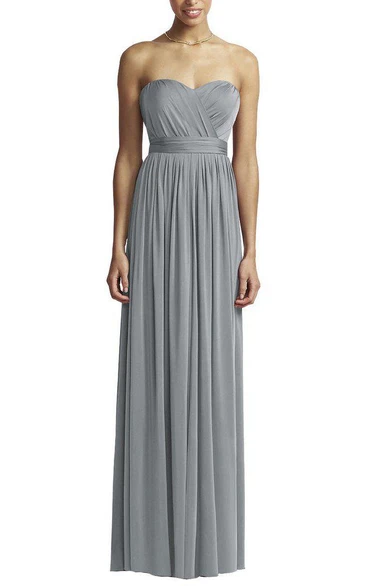 Strapless Ruched Floor-length Bridesmaid Dress