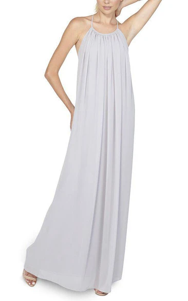 Grecian Halter Ruched Chiffon Bridesmaid Dress