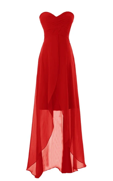 Sweetheart High-low Dress Wtih Chiffon Overlay