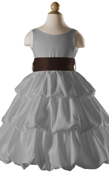 Sleeveless Scoop-neck A-line Dress With Ruffles