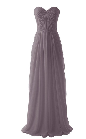 Strapless Full Length Gown With Pleated Bodice