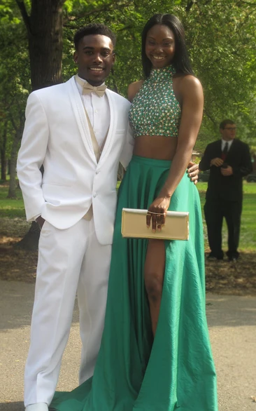 Timeless Two Pieces Crystal Prom Dresses Front Split Long Formal Wear