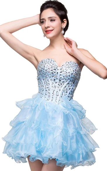 Glamroous Sweetheart Crystal Homecoming Dress Organza