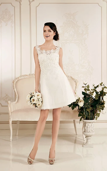 A-line Short Sleeveless Appliques Dress With Flowers