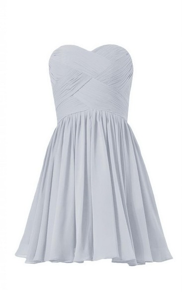 Sweetheart Mini Dress With Crisscross Ruching