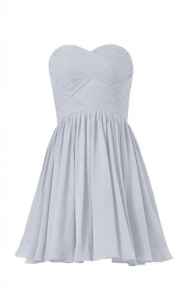 Sweetheart Mini Dress With Crisscross Ruching