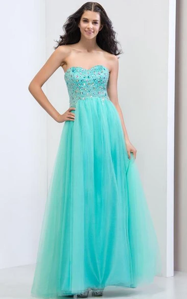 Sweetheart Beading Sequins Zipper-Up Prom Dress