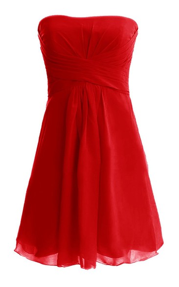 Strapless Basque Waist Dress With Zipper Back