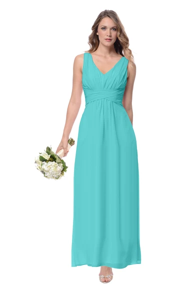 Empire V-Neck Stylish Long Sleeveless Dress