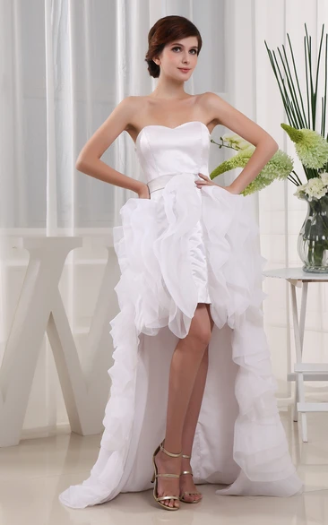 Sleeveless Satin Dress With Ruffles and Tiers