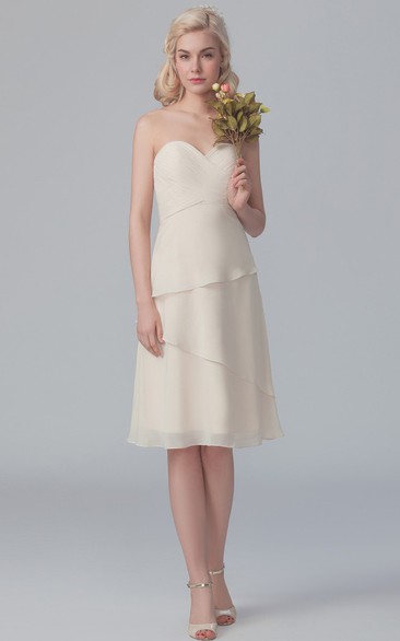 Chiffon Layered Sweetheart Formal Short Asymmetric Dress