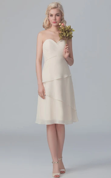 Chiffon Layered Sweetheart Formal Short Asymmetric Dress