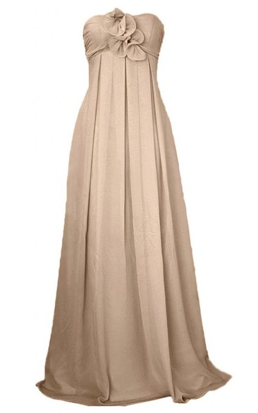 Strapless Appliqued Bodice Long Satin Dress