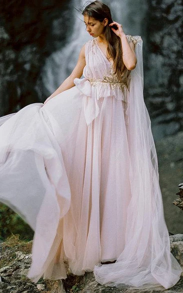 Bohemian Champagne Wedding Dress