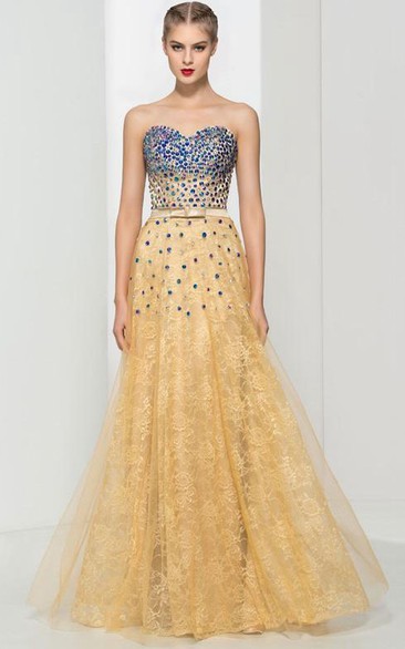 Sweetheart Beading Bowknot Lace-Up Prom Dress