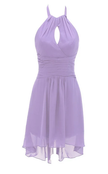 Halter Notched Short Dress With Ruched Band