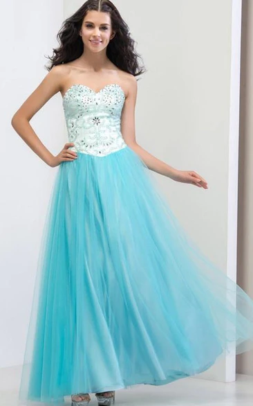 Sweetheart Beading Sequins Floor-Length Evening Dress