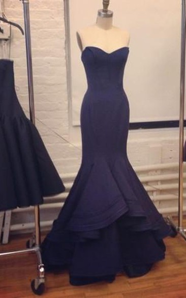 Elegant Navy Blue Evening Gowns Dresses Prom Sweetheart Designer Womens Party