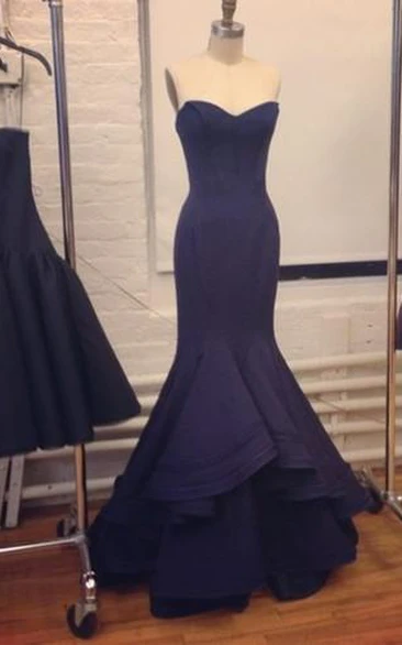 Elegant Navy Blue Evening Gowns Dresses Prom Sweetheart Designer Womens Party