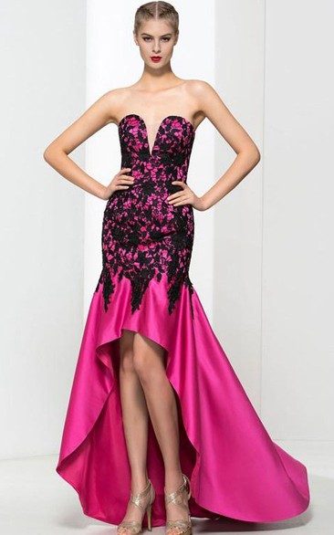 Sweetheart Lace High Low Prom Dress