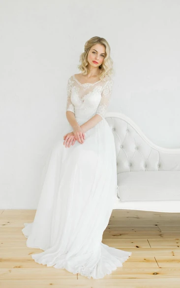 White Vintage Style Wedding Weddig Dress