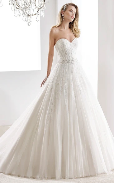 Cap sleeve Illusion Lace Wedding Gown with Open Back and Back Detachable Train 