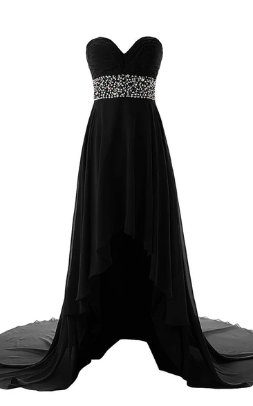 Sweetheart Empire High-low Chiffon Dress With Sequins