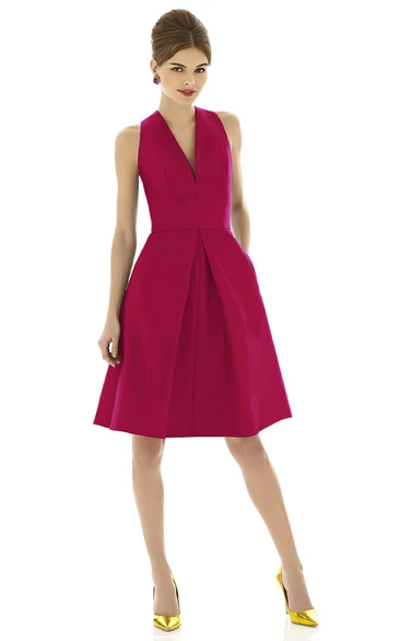 A-Line Sleeveless Dress With Notched Neckline