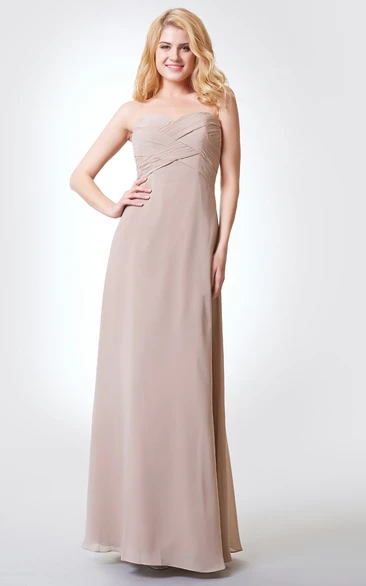 Sleeveless A-line Long Chiffon Dress With Bandage and Draping