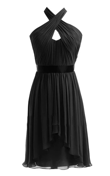 Sleeveless Asymmetrical Dress With Criss-cross Style