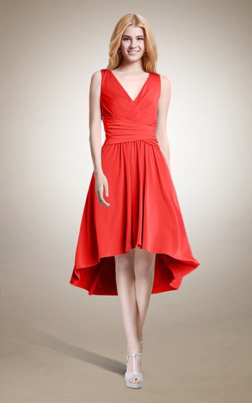 Sleeveless A-line High Low Dress