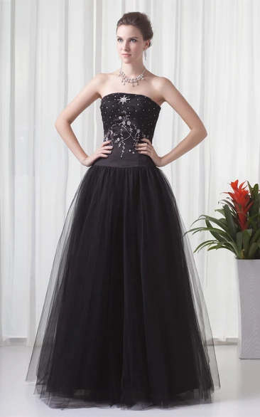 Glamorous Sleeveless Beaded Satin Strapless Special Occasion Dresses