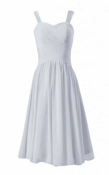 Sleeveless Knee-length Dress With Crisscross Ruching