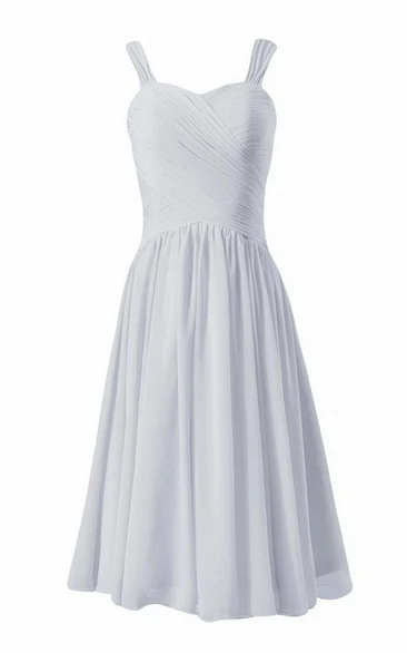 Sleeveless Knee-length Dress With Crisscross Ruching