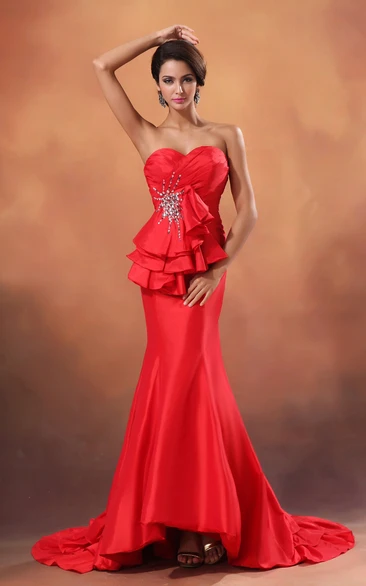 Sexy Sweetheart Taffeta Mermaid Gown With Sequins and Back Keyholes